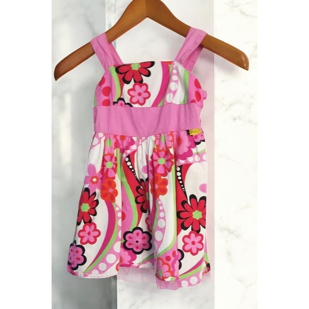 Xoxo Girls Pink Sundress Floral Sleeveless Size 6X Summer Fun Bright Colors